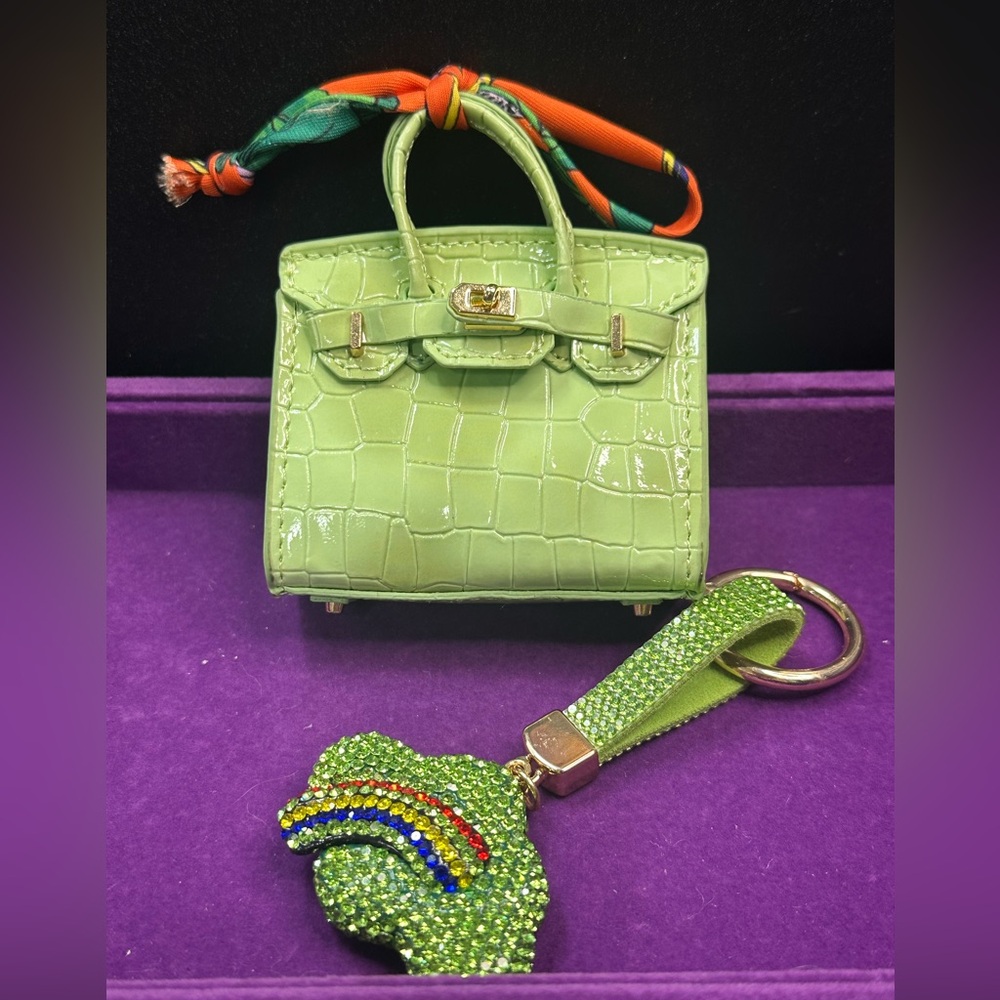 Green Mini Croc Style Bag Charm Set | Exact Set Shown